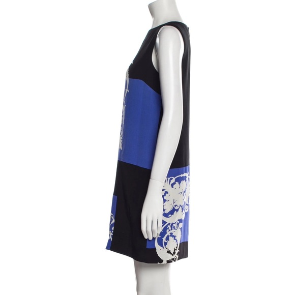 TIBI blue and black color block silk mini sleeveless sheath dress. Womens size 2 - Picture 2 of 7